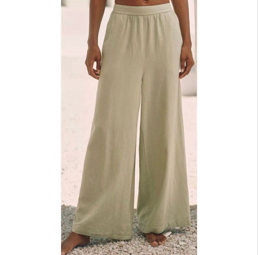 Anthropologie Celandine Linen Blend Wide Leg Pants
